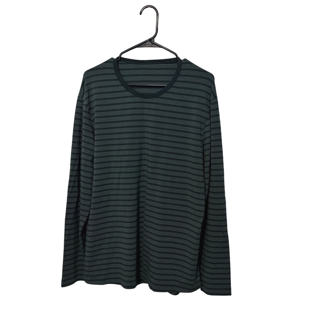 Lululemon 5 Year Basic Long Sleeve Tee Shirt Mens XL Green Striped Crew Neck Gym